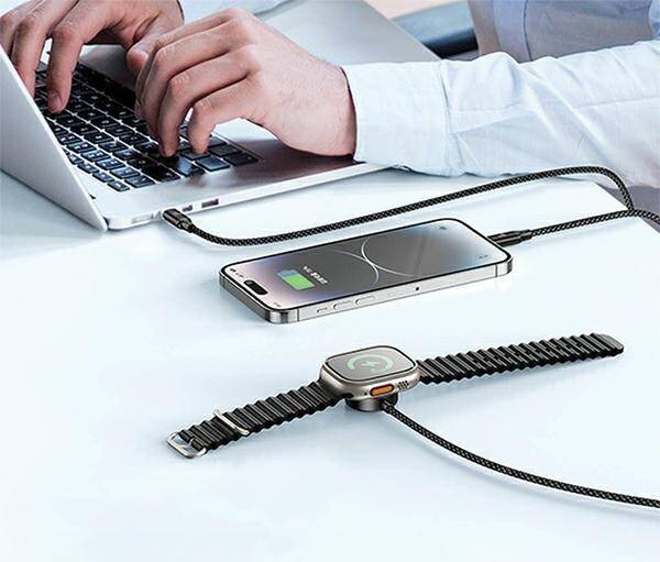 Awei W23 3-in-1 Charging Cable Magnetic Wireless Compatible For Watch Type C  For Tablet