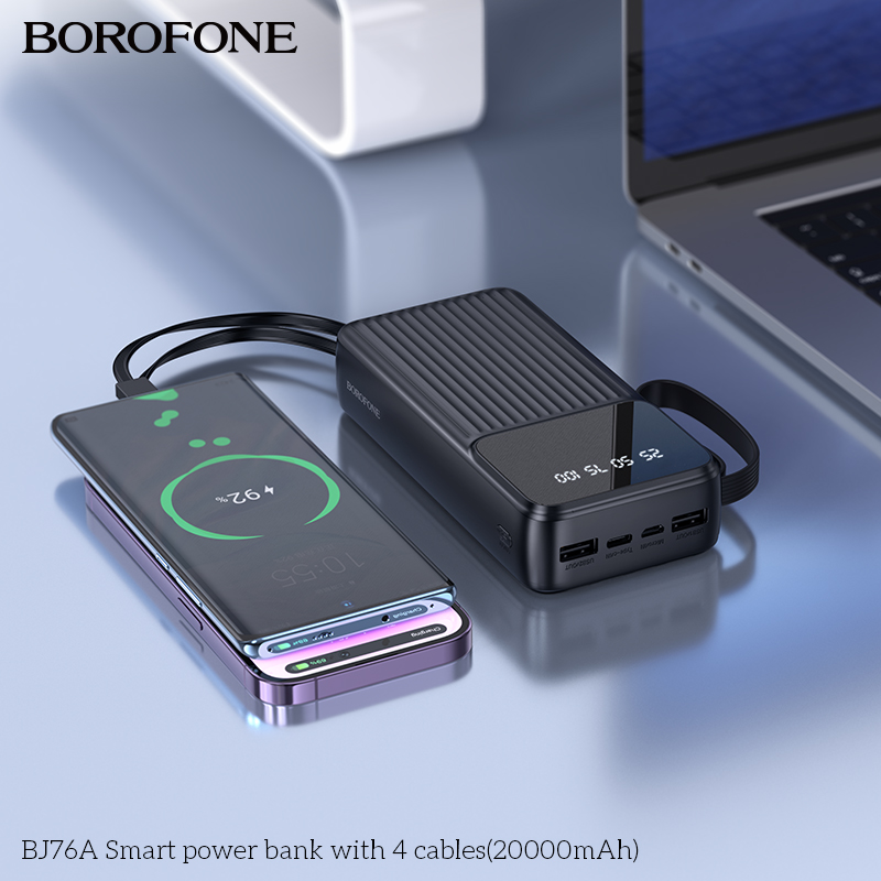 BOROFONE BJ76A Smart Power Bank With 4 Cables 20,000mAh (Minimum Order Quantity :10)