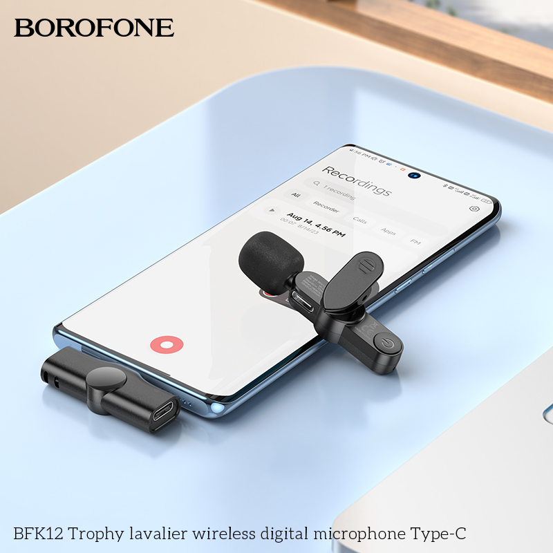 BOROFONE BFK12 Trophy Lavalier Wireless Digital Microphone Single Type-C (Minimum Order Quantity :10)