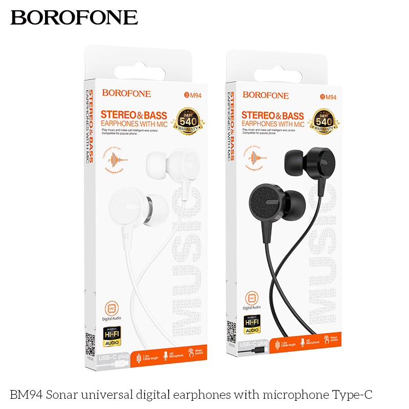 BOROFONE BM94 Sonar universal digital earphones with microphone Type-C