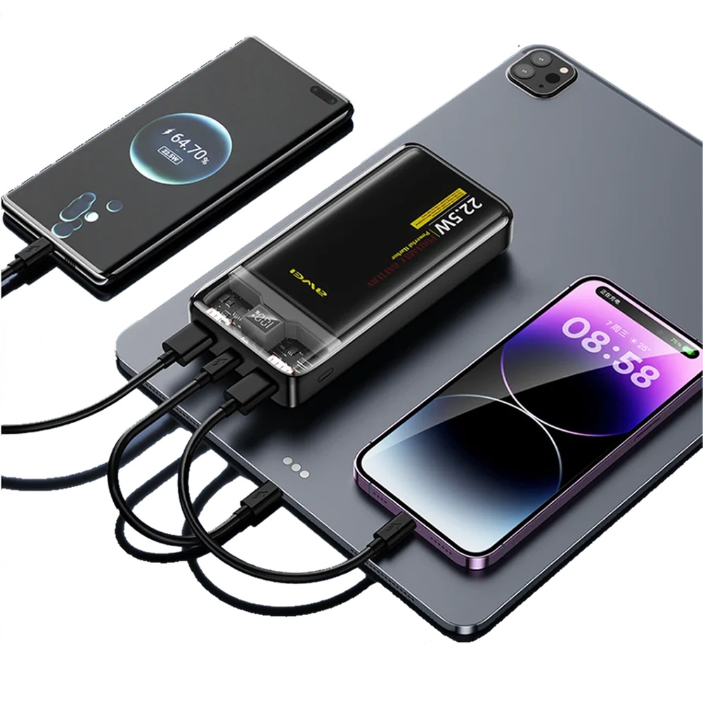 Awei P78K 20,000mAh Powe Bank 22.5W Super-Fast Charging USB Ports LED Display Long Battery Life