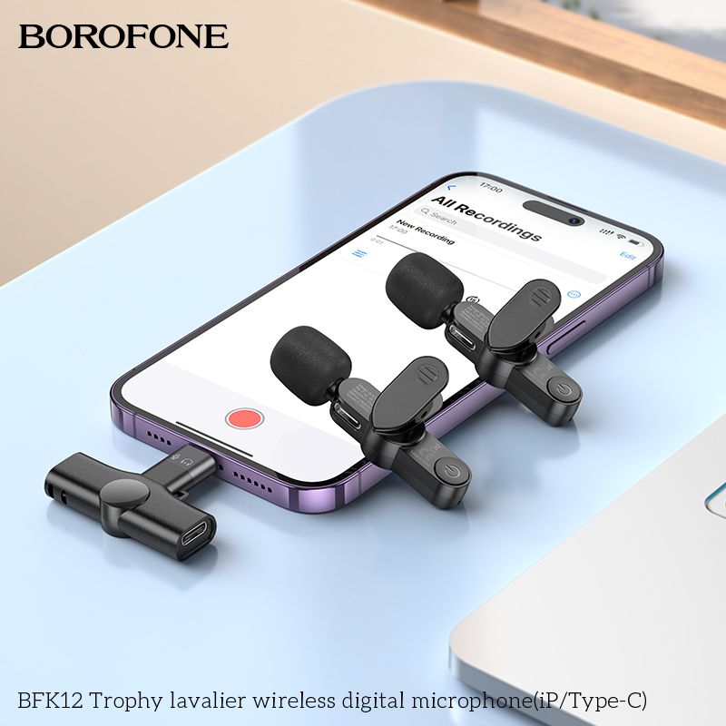 BOROFONE BFK12 Trophy Lavalier Wireless Digital Dual Microphone Type C (Minimum Order Quantity :10)