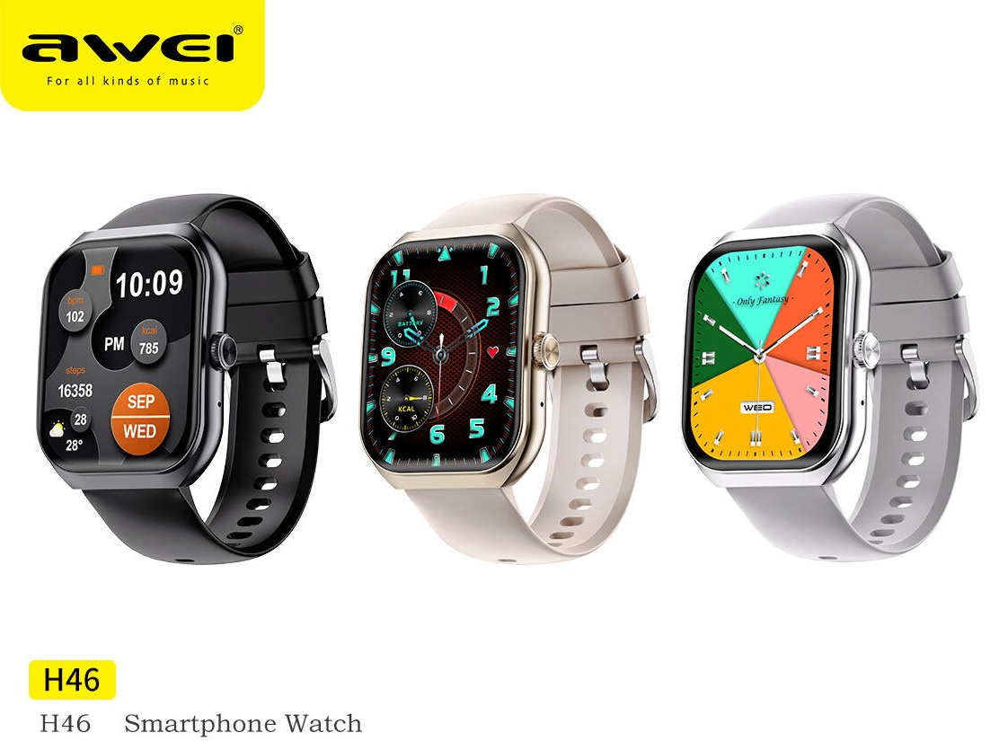 Awei H46 Smart Watch Original AMOLED Screen Fitness Tracker Bluetooth Call 