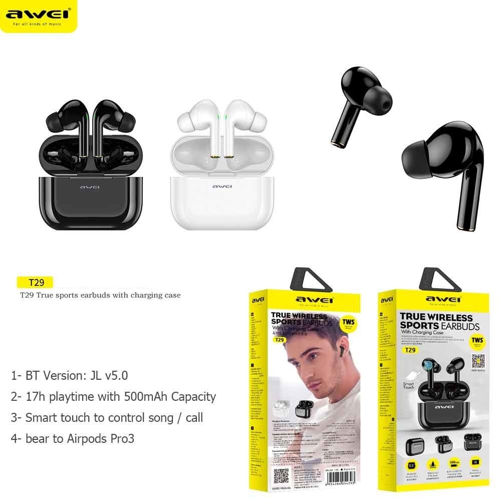 Awei T29 Bluetooth Earphone Clean Stereo Sound & Touch Control With Mic
