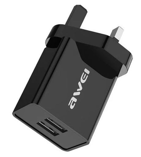 Awei C-23 2.4A daptor 3-Pin Dual-Port USB Travel & Wall Charger