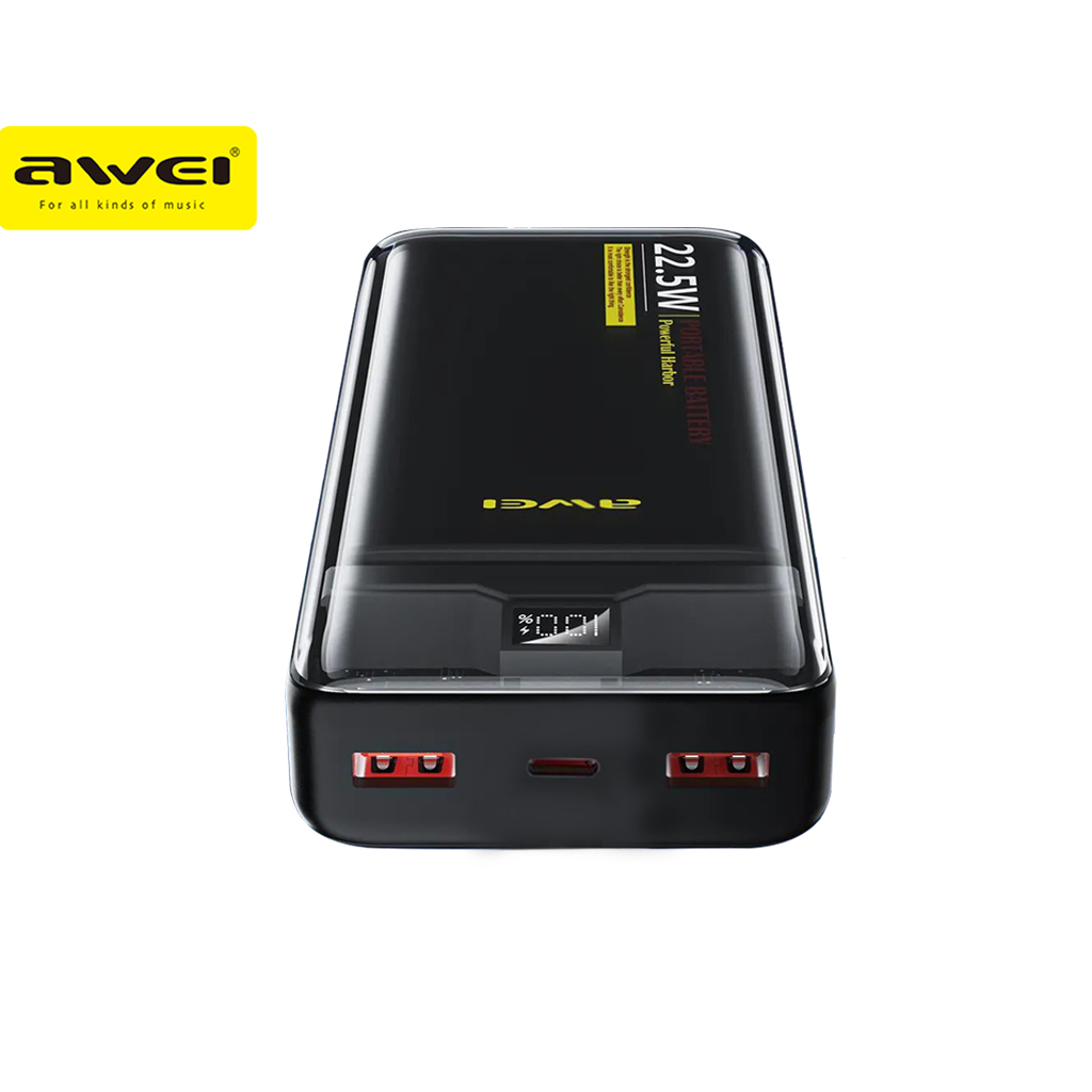 Awei P78K 20,000mAh Powe Bank 22.5W Super-Fast Charging USB Ports LED Display Long Battery Life