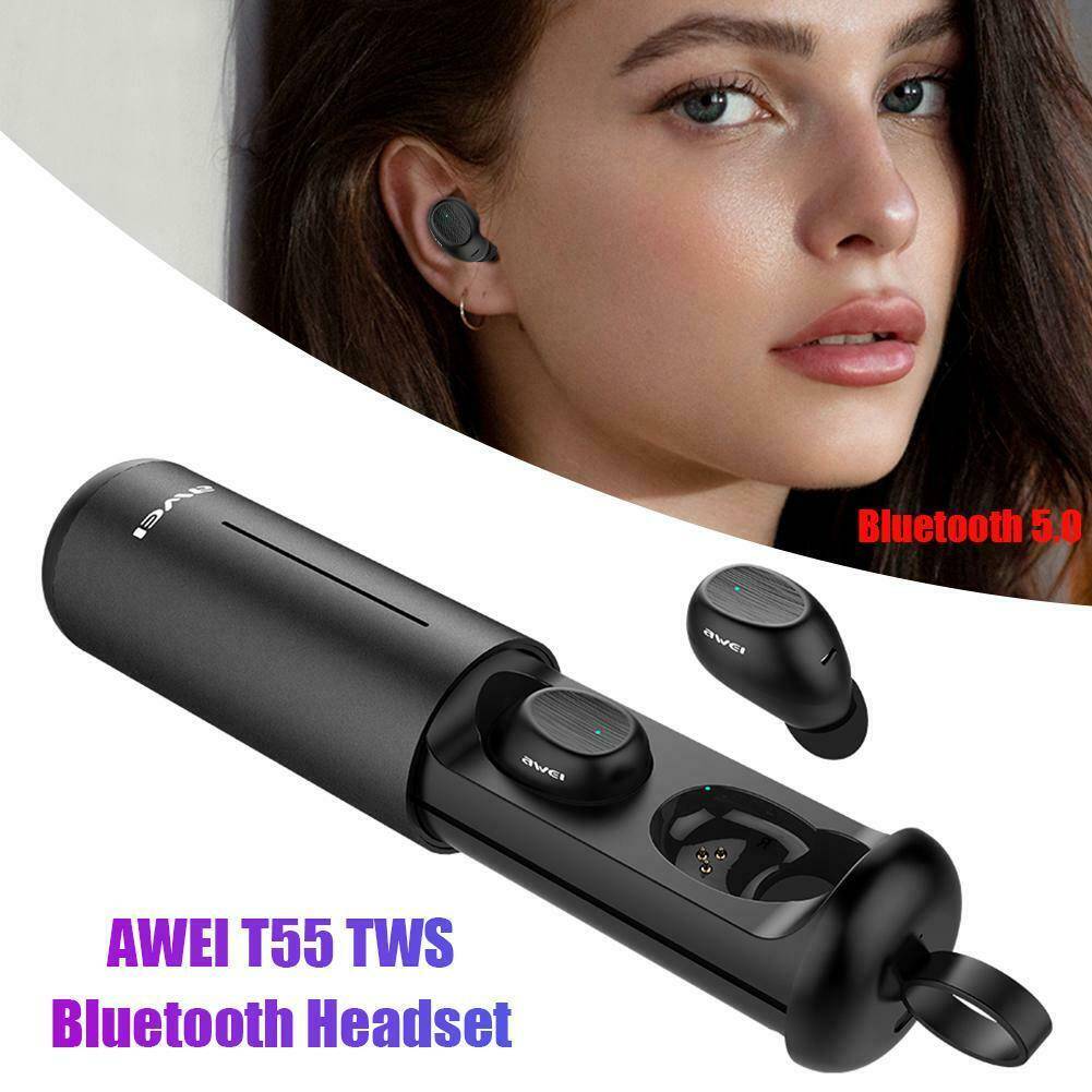 Awei T55 Wireless Bluetooth Sport Earphone IPX4 Waterproof Running Earpiece With Mic