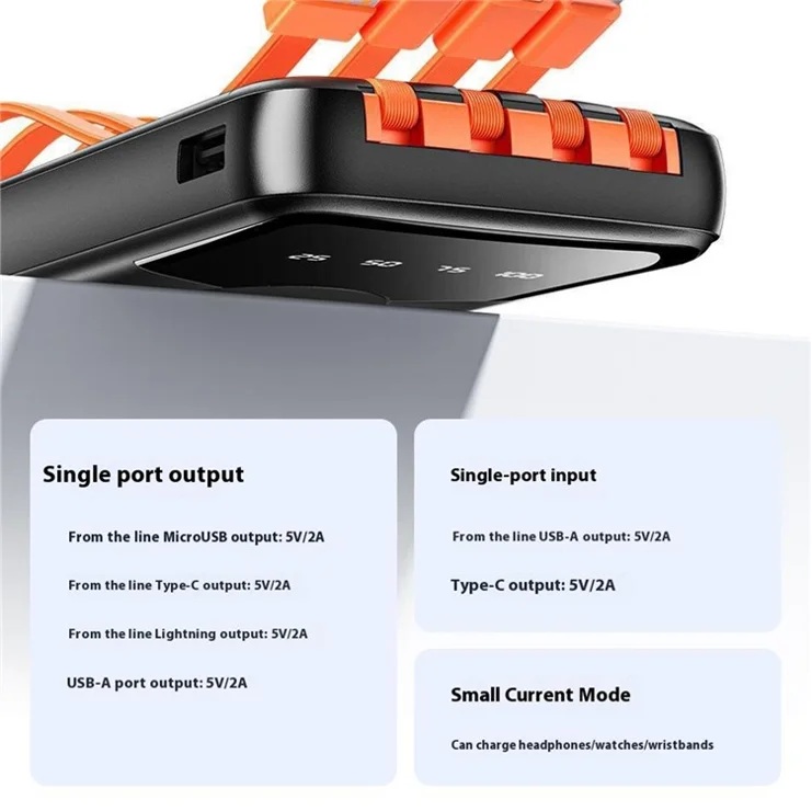 AWEI P67K 10,000  Power Bank  2.1A Charging Mobile With 4-in-1 Cables Fast Charging