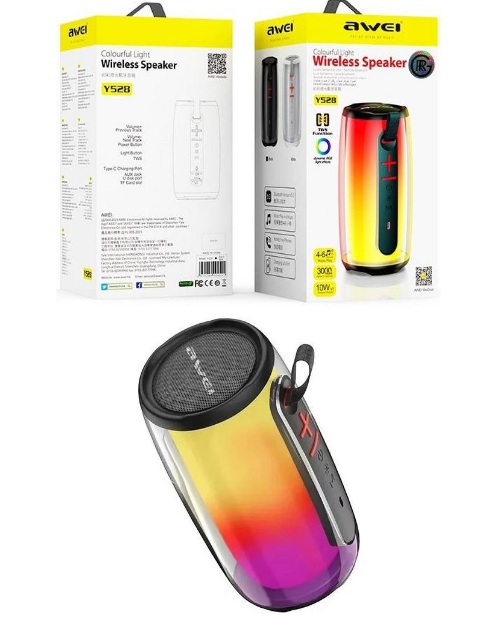 Awei Y528 RGB Light Playback Bluetooth 5.3 Portable Hifi Outdoor Speaker