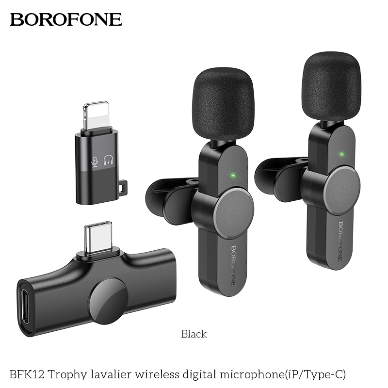 BOROFONE BFK12 Trophy Lavalier Wireless Digital Dual Microphone Type C (Minimum Order Quantity :10)