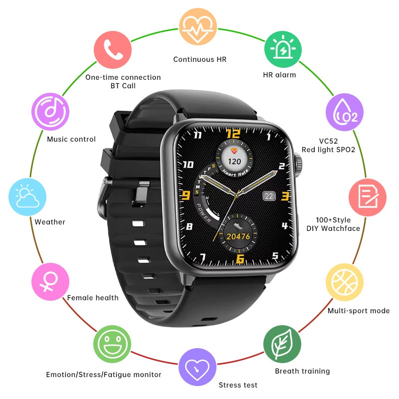 Awei H26 Smart Watch 1.95’‘ Display Bluetooth Call  Fitness Modes Blood Oxygen Detection