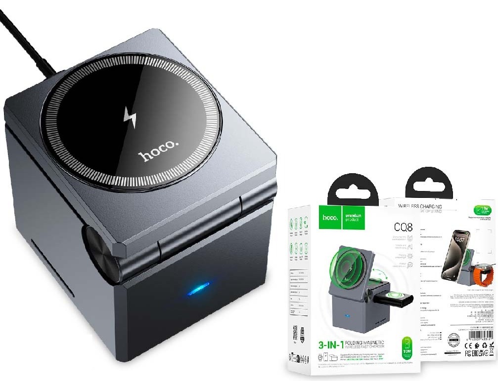 hoco CQ8 3 In 1  Magnetic WirelessStand For Phone  Apple Watch 