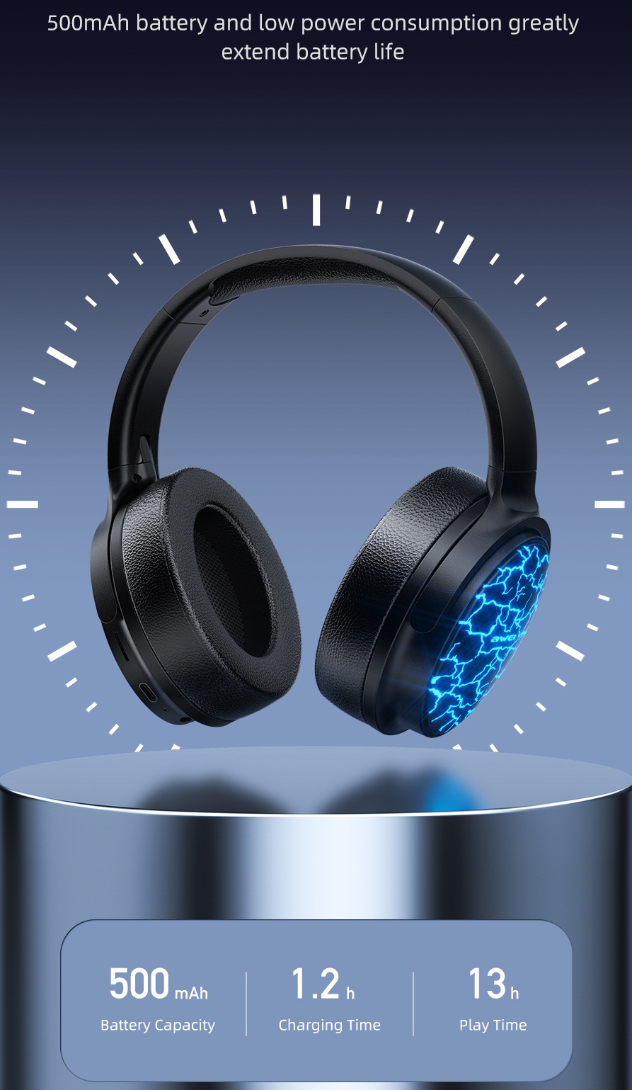 Awei A780 Pro Bluetooth Earphones Light with Game Mode Stereo Surround Sound