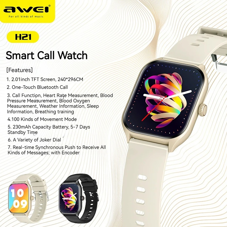 Awei H21 Smart Watch IP67 Waterproof Bluetooth Call Blood Pressure Measurement