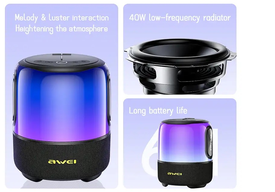 Awei Y680 Bluetooth Speaker Dual Pairing Subwoofer 360° Full Surround Sound 