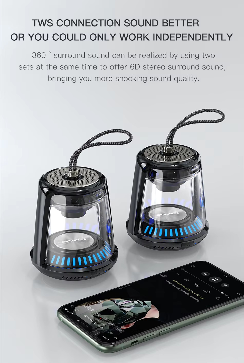 Awei Y666 Portable Bluetooth Speaker Bass Subwoofer 3D Stereo IPX5 Waterproof 