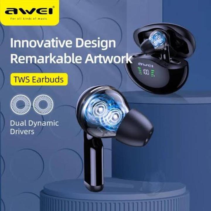 Awei T12P True Wireless Stereo Bluetooth Earphone Dual Dynamic Driver Earbuds LED Display Smart Touch