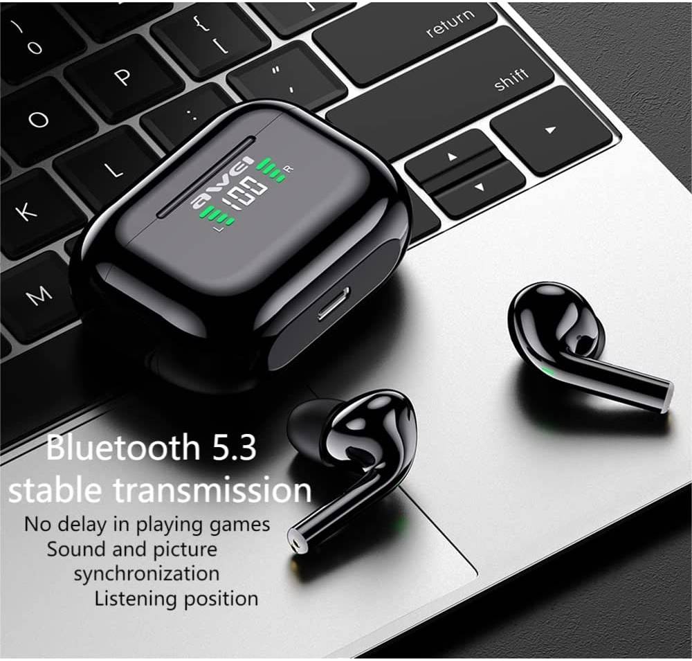 Awei T29P True Wireless Earbuds Bluetooth 5.0 with LED Digital Display-Black
