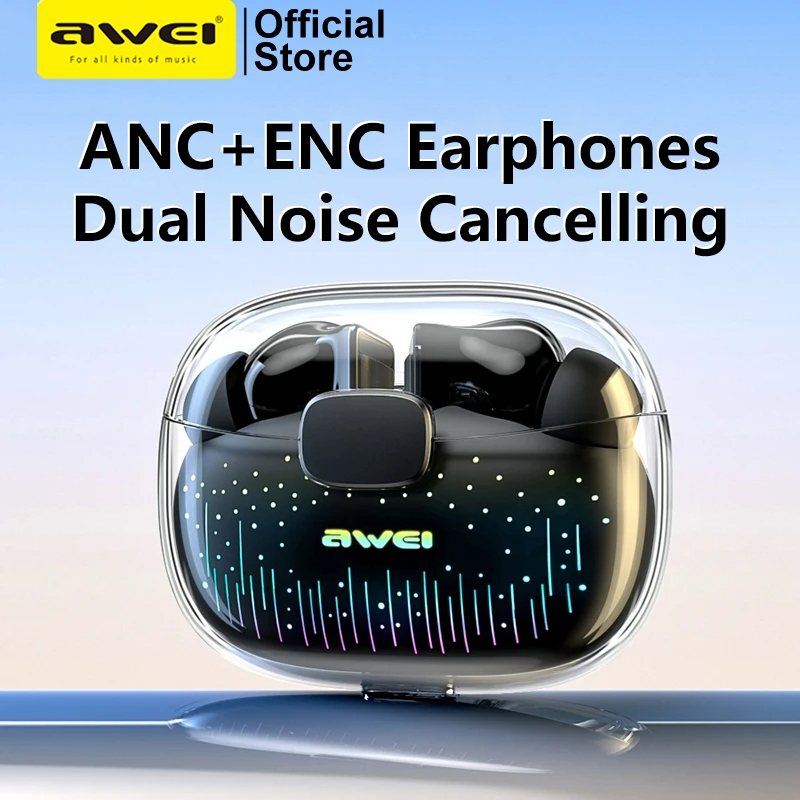 Awei T52 ANC+ENC True Wireless Bluetooth 5.3 Noise Cancelling Gaming Earpiece With Mic