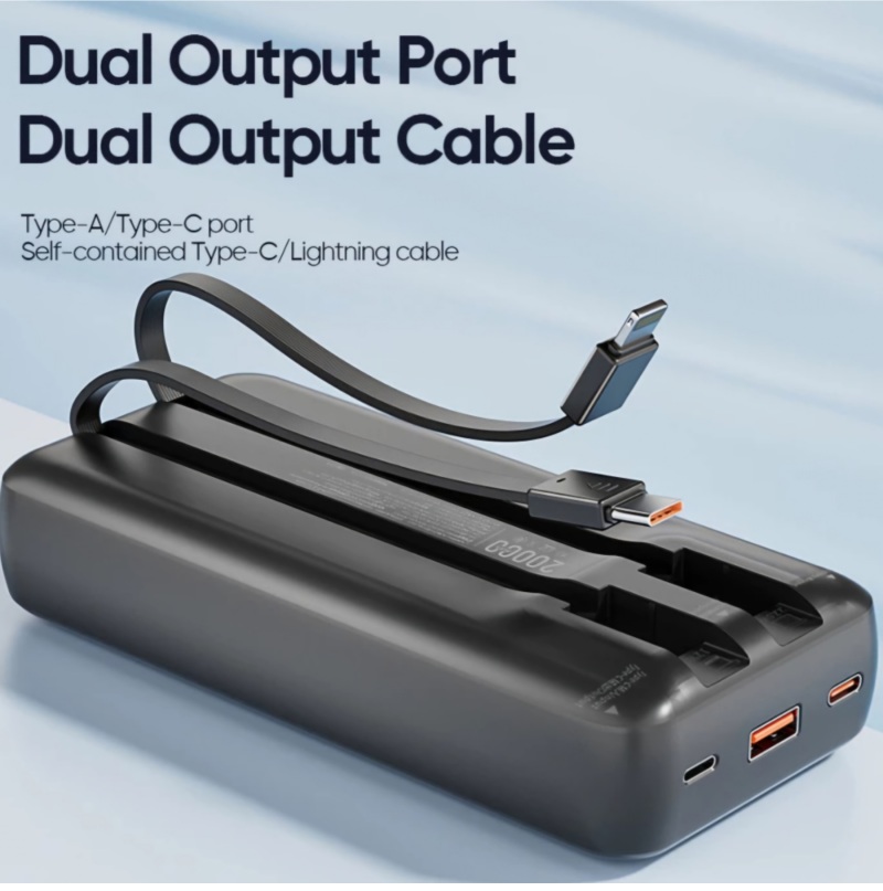 Awei P99K 20,000mAh 22.5W Dual Port Power Bank with Build in Cable Fast Charging