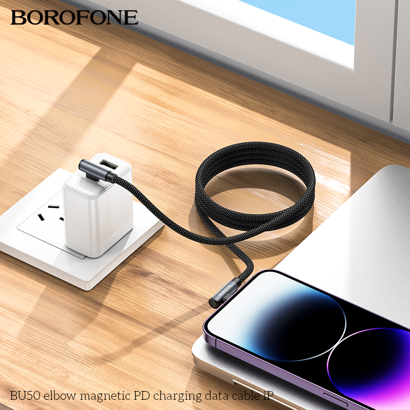 BOROFONE BU50 Elbow Magnetic PD High Speed Charging Data Cable iP, Type C to Tpye C