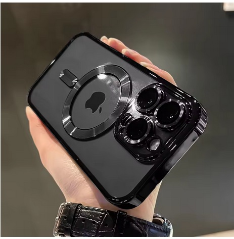 Luxury Magnetic For Magsafe Wireless Charge Plating Black Case For iPhone 17