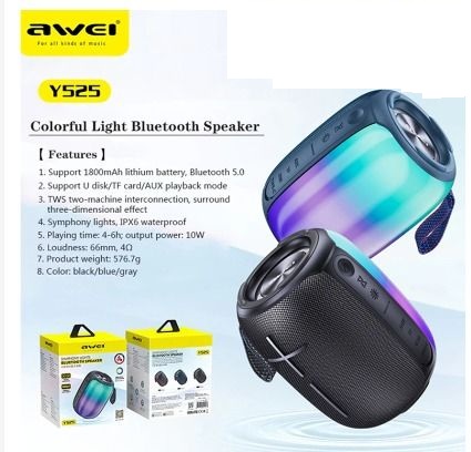 Awei Y525 Portable Wireless Bluetooth Speaker, Built in Mic TF Card, Aux