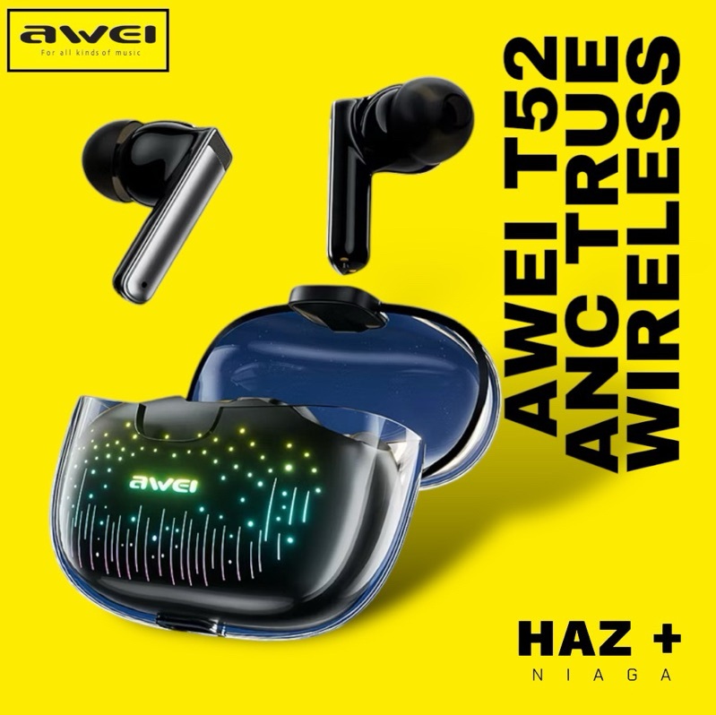 Awei T52 ANC+ENC True Wireless Bluetooth 5.3 Noise Cancelling Gaming Earpiece With Mic