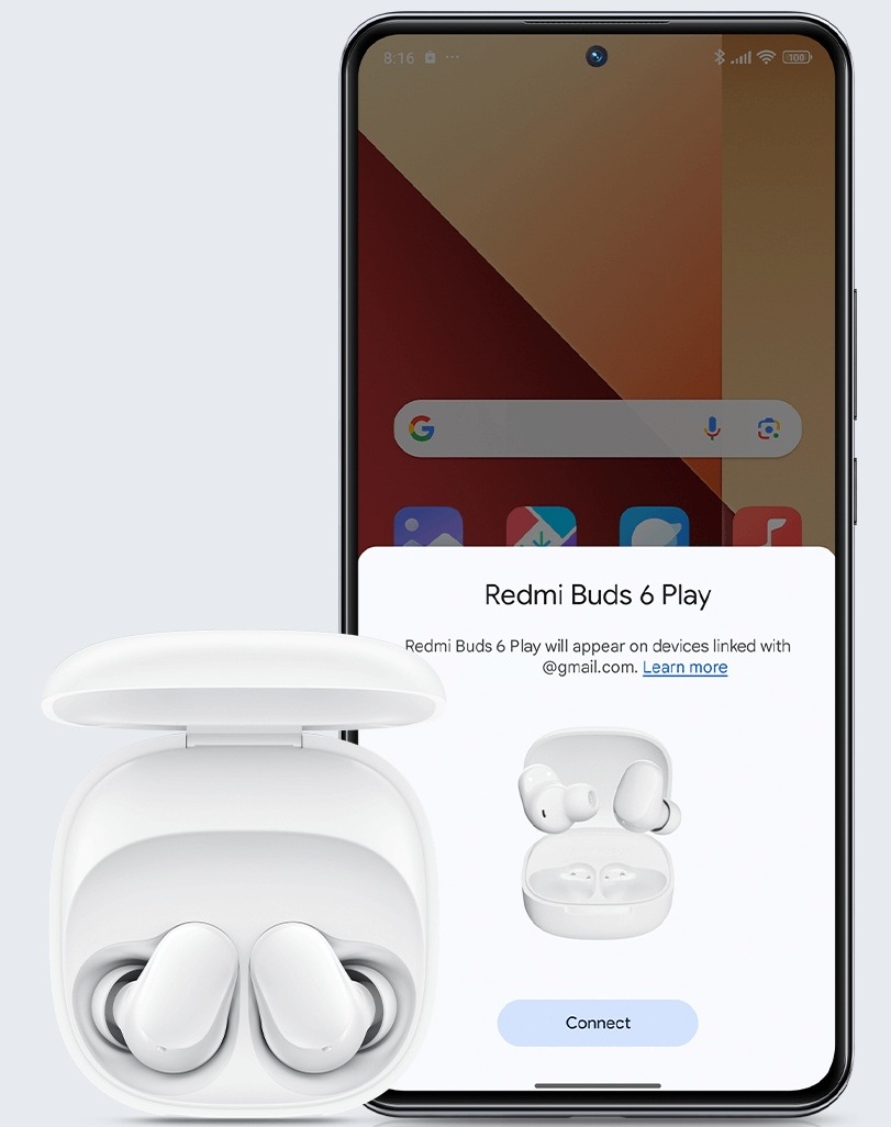 Xiaomi Redmi Buds 6 Play up to 36 hours play with charging case and AI noise reduction