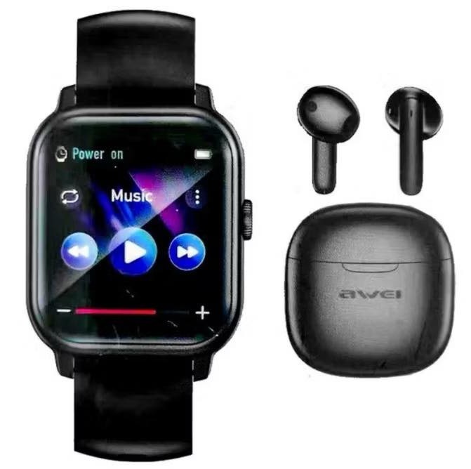 Awei HE-2 Smart Watch + Earbuds 2 in 1 Sport Music Combo