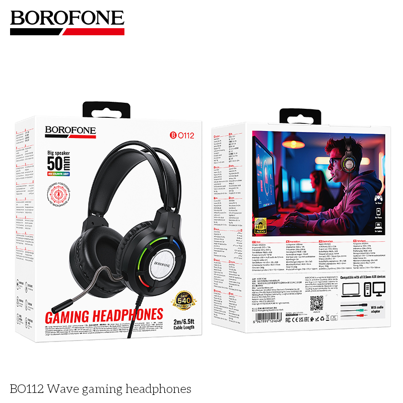 BOROFONE BO112 Wave Gaming Wired Headphone with Mic