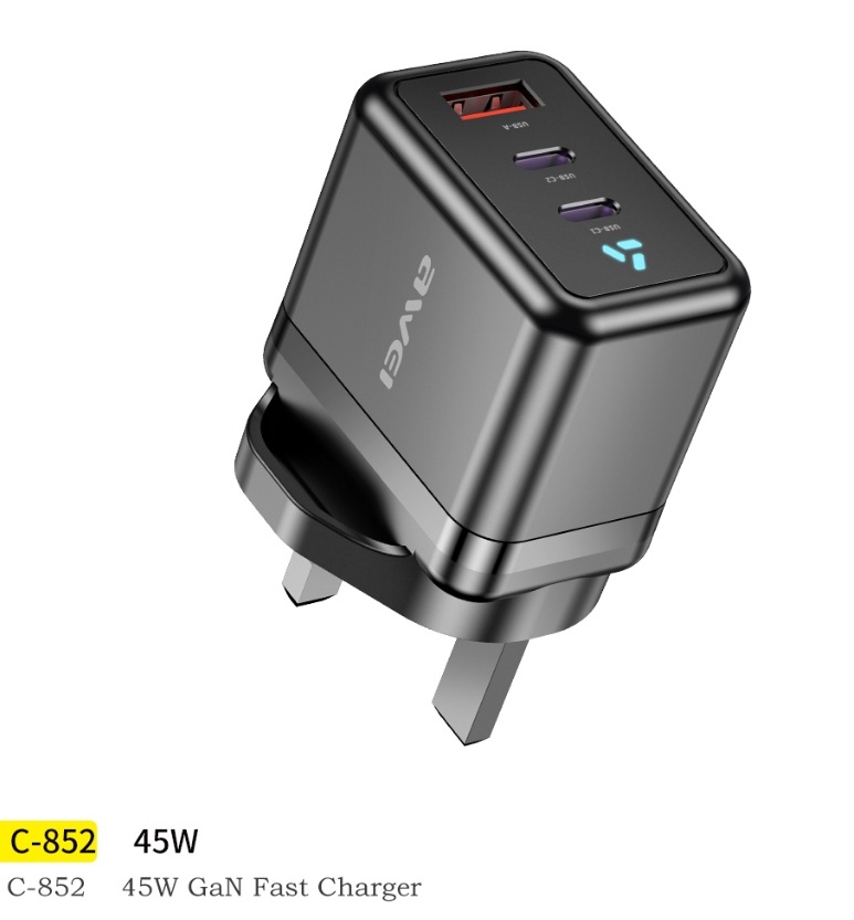 Awei C-852 Fast Charging Charger Power Adapter Double Type C 