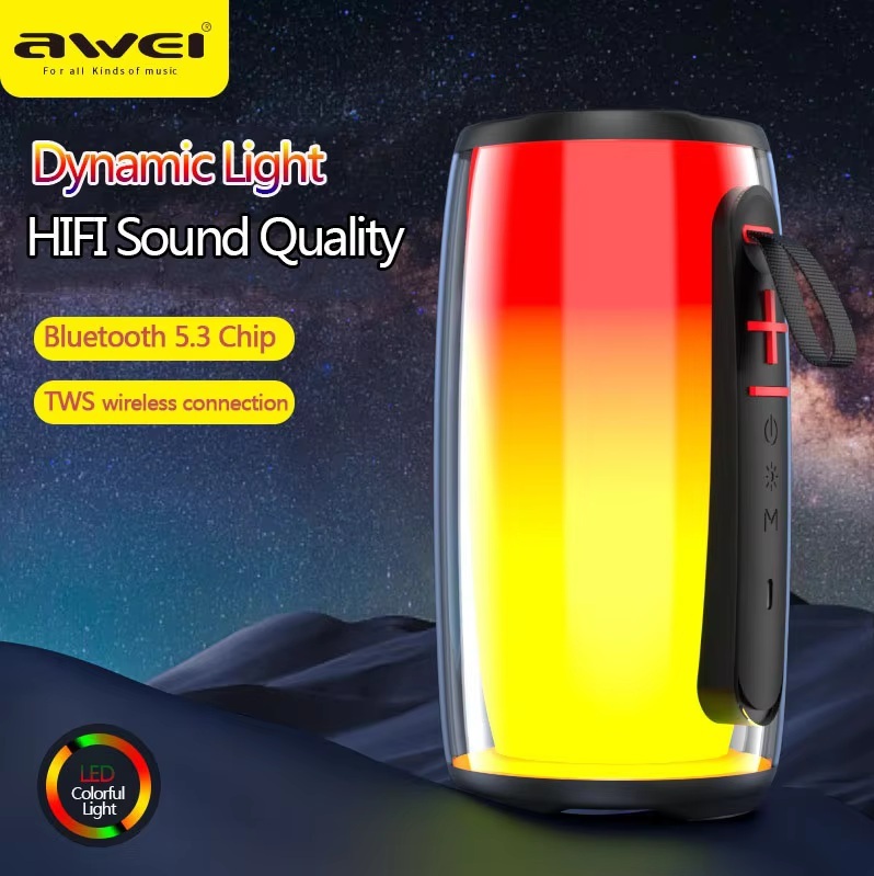 Awei Y528 RGB Light Playback Bluetooth 5.3 Portable Hifi Outdoor Speaker