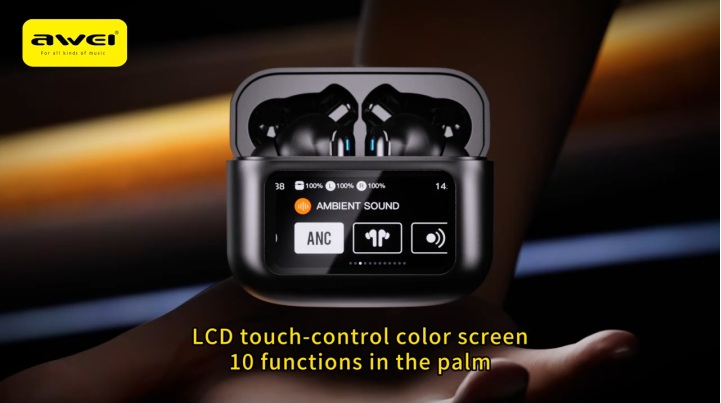 Awei T56 ANC+ENC Bluetooth 5.4 Earphones Smart Touch Noise Cancelling Earbuds With Mic