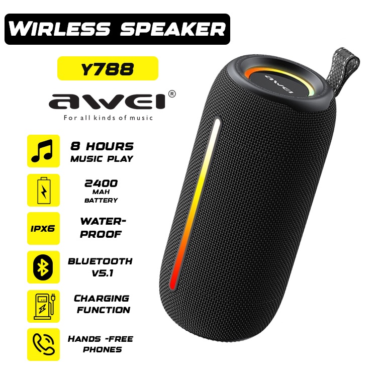 Awei Y788 Bluetooth Outdoor Speaker Handle strap  Support TF USB Aux