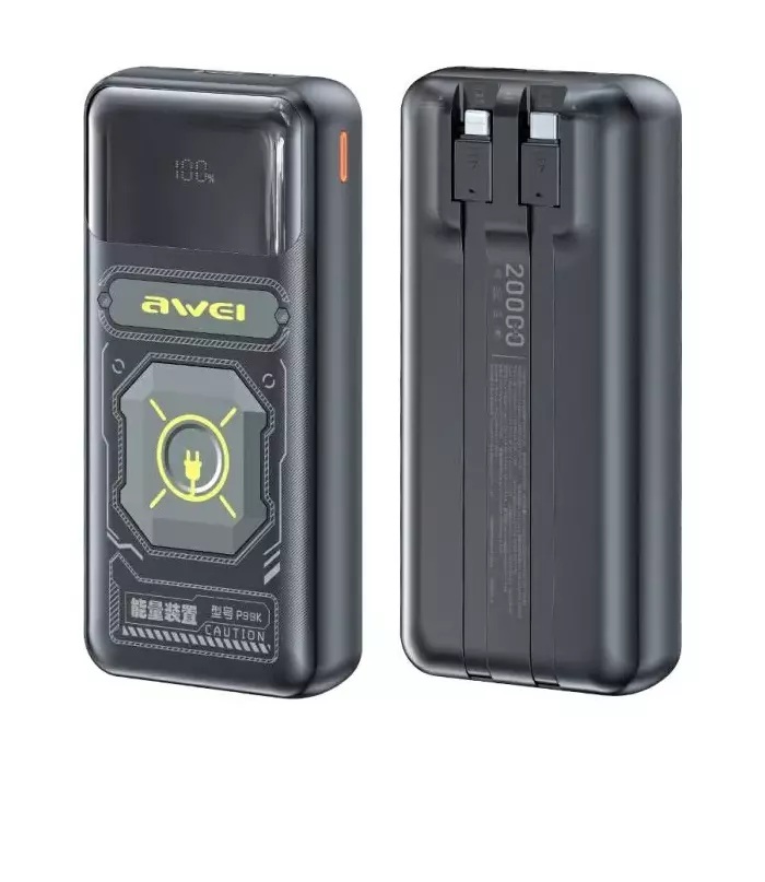 Awei P99K 20,000mAh 22.5W Dual Port Power Bank with Build in Cable Fast Charging