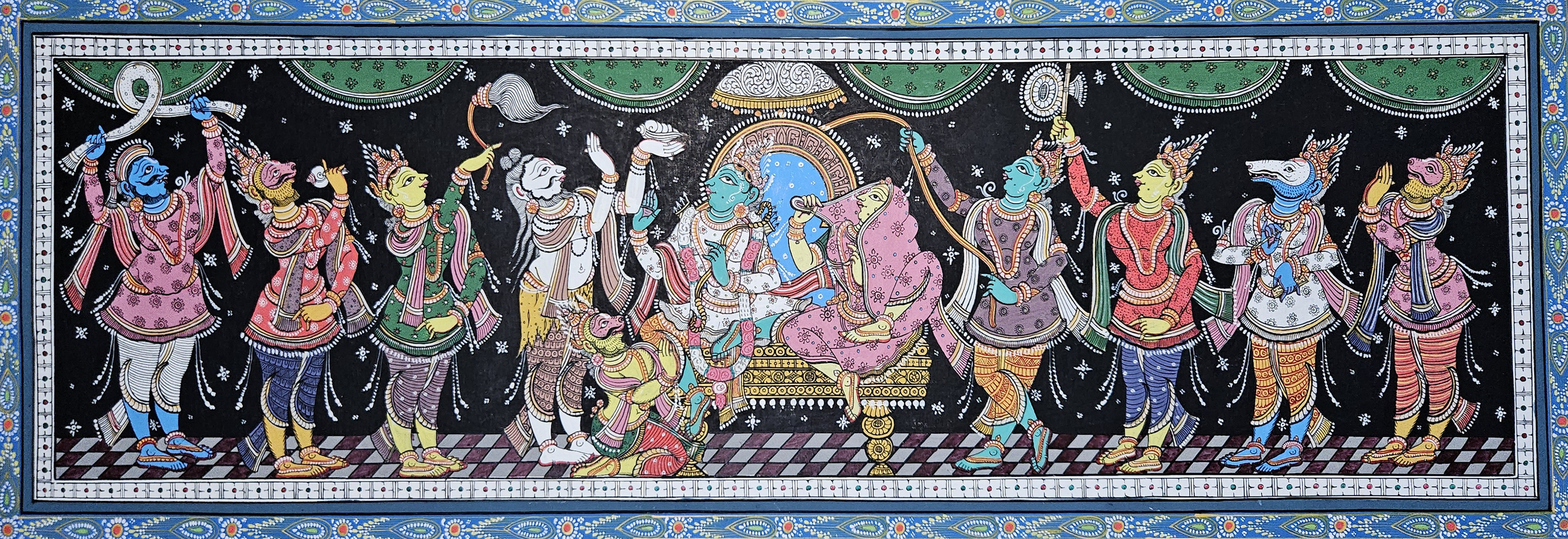 Ram Abhishek Darbar Pattachitra Art Painting (14" X 40")