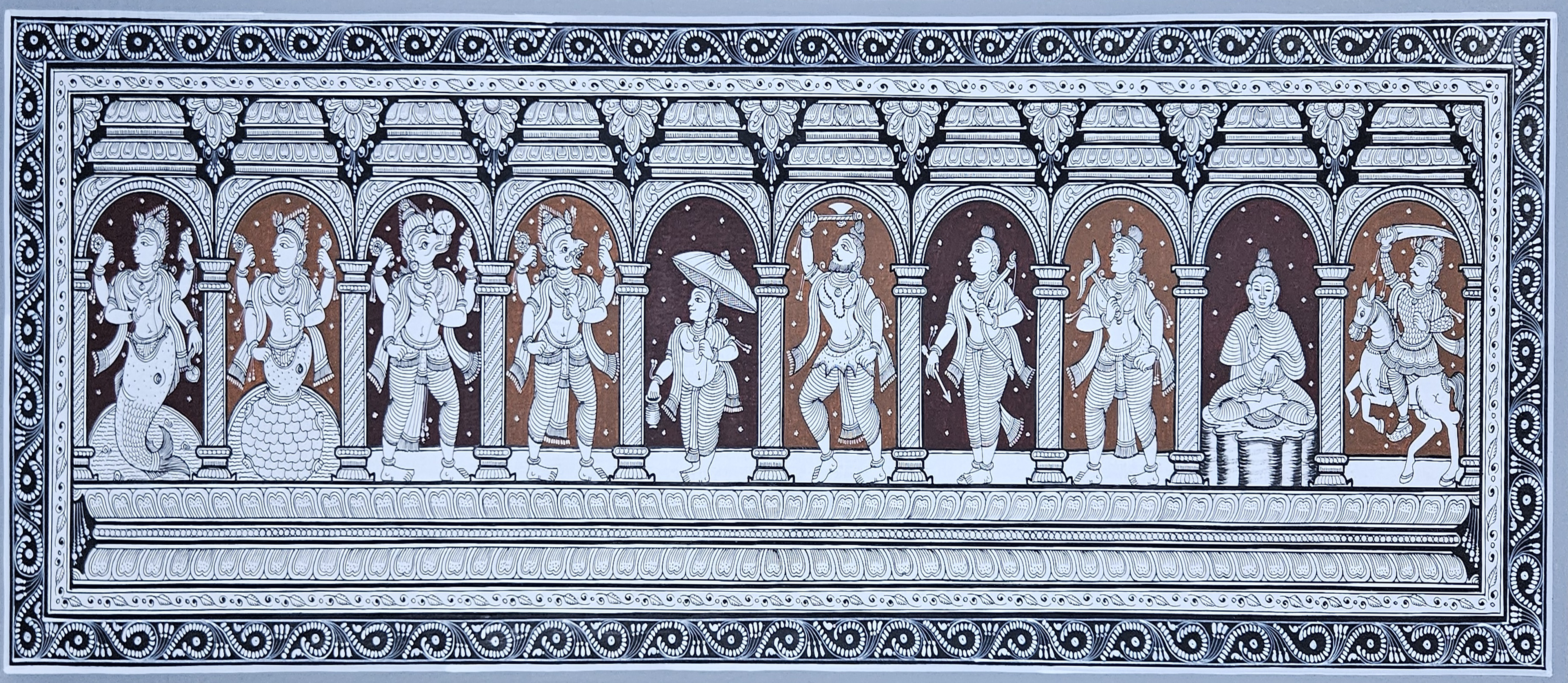 Pattachitra Painting Lord Vishnu Dashavatara (14x40 inch)