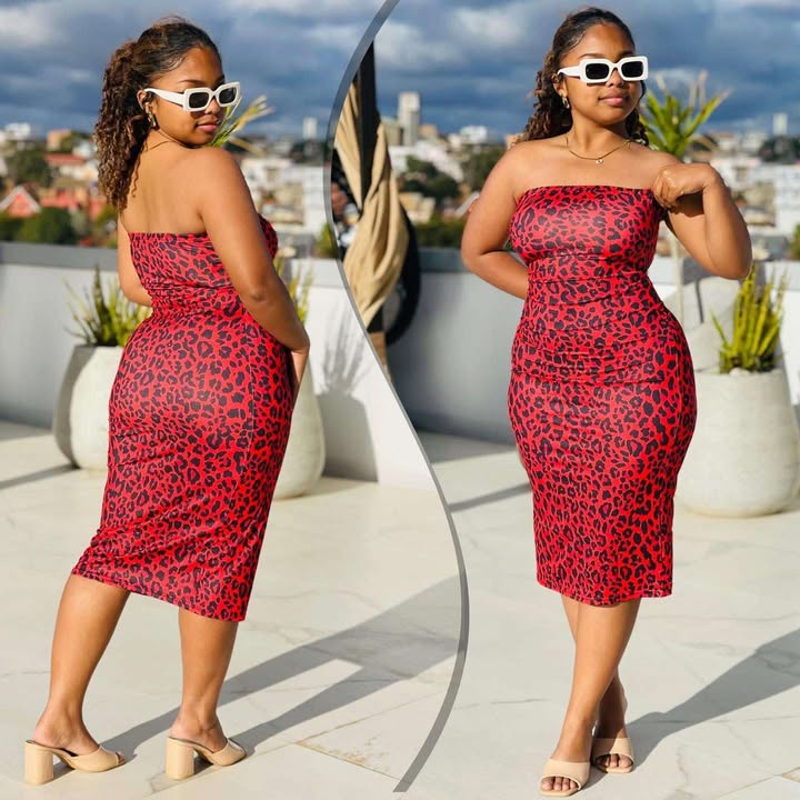 Leopard Print Strapless Dress