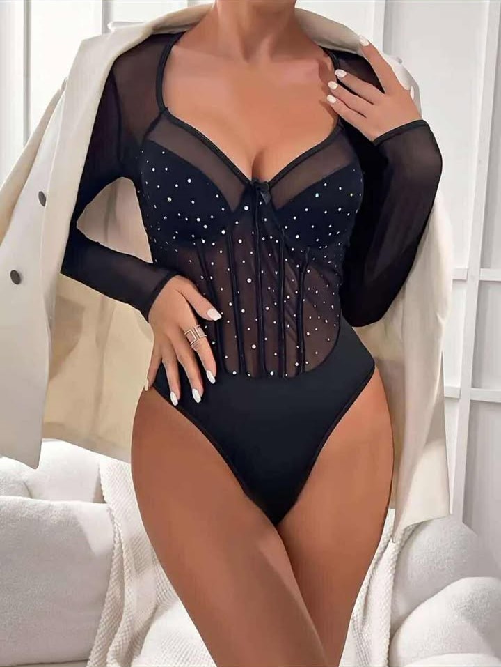 Elegant Sheer White Bodysuit
