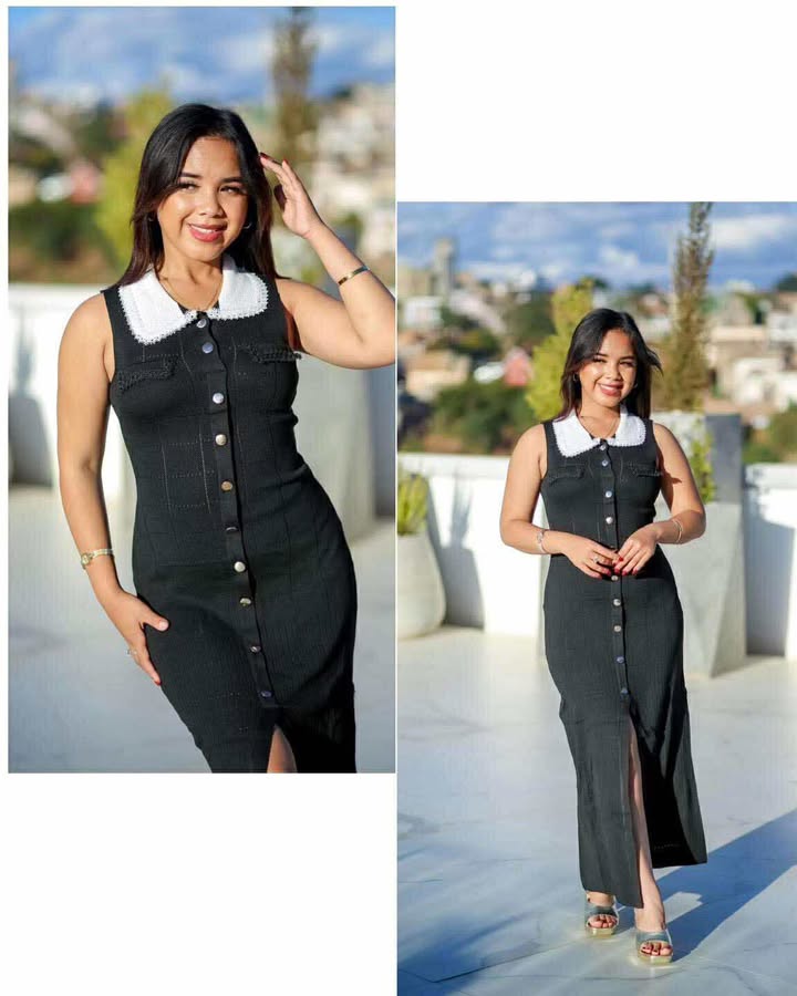 Sleeveless Button-Down Black Dress