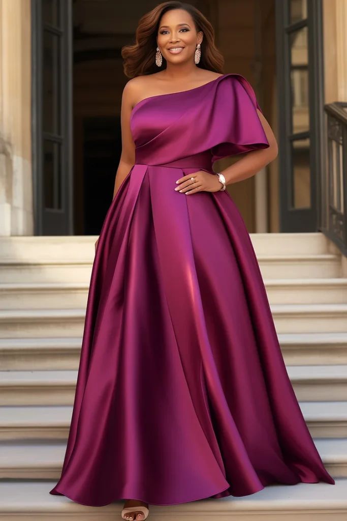 Elegant One-Shoulder Evening Gown