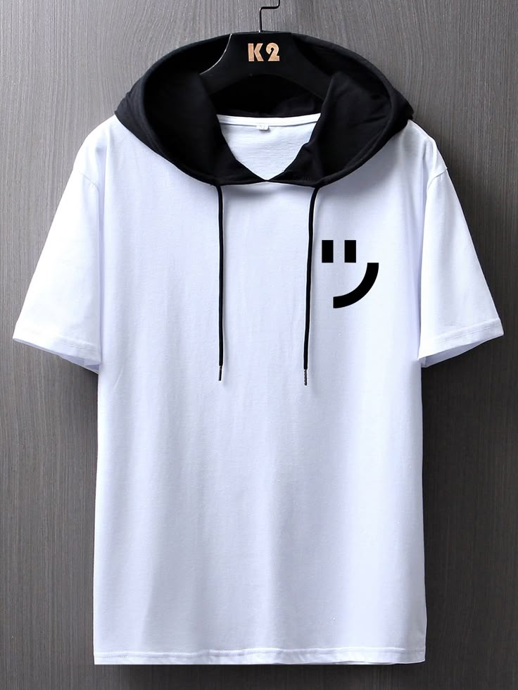 White T-shirt with Black Hood