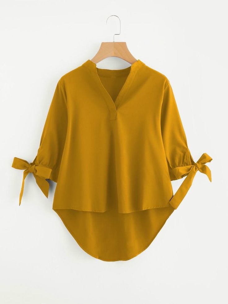Mustard Yellow V-Neck Blouse