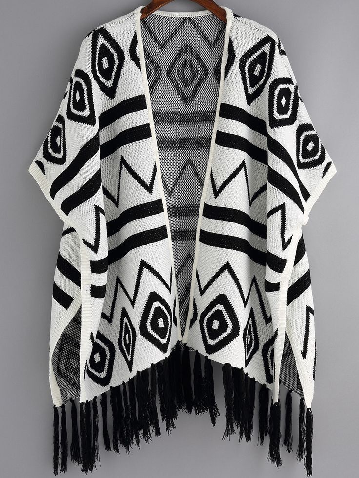Geometric Pattern Knit Shawl
