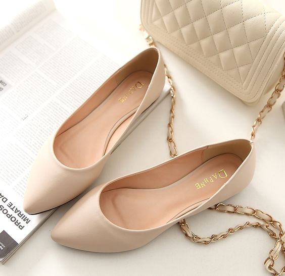 Beige Pointed Toe Flats