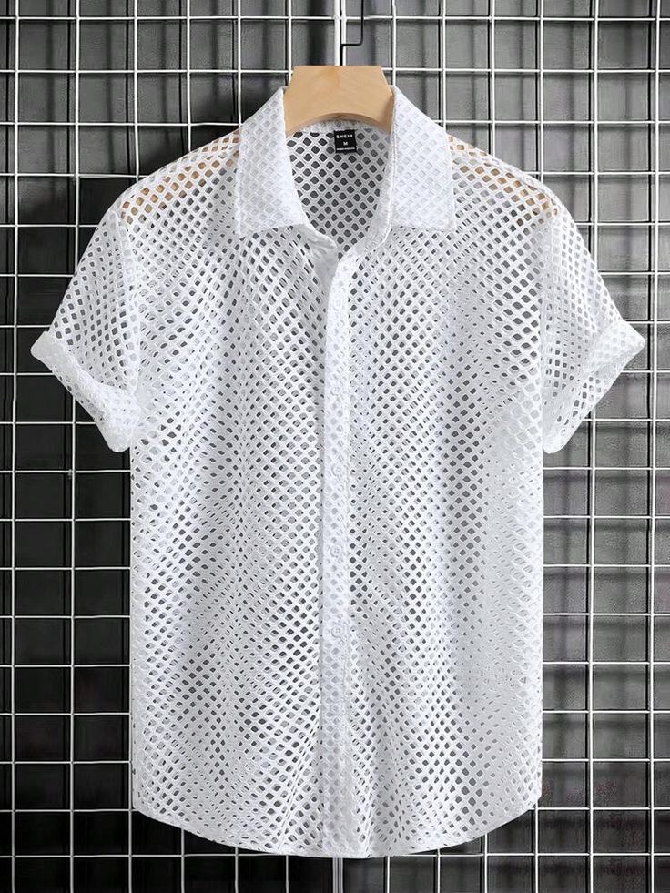White mesh short-sleeve shirt