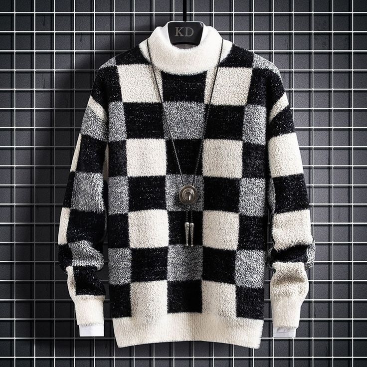Black and White Checkered Sweater