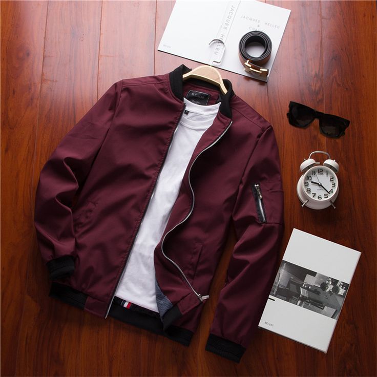 Men’s Burgundy Bomber Jacket