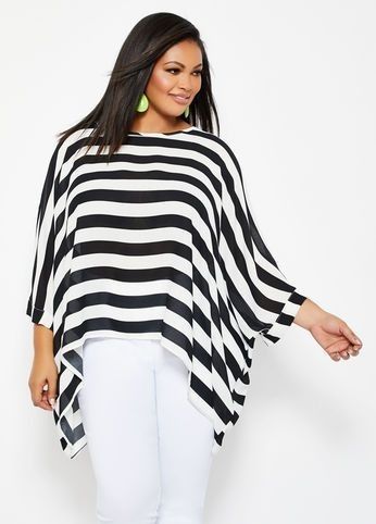 Black and white striped poncho top